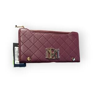 Badgley Mischka Quilted Long Wallet in Plum